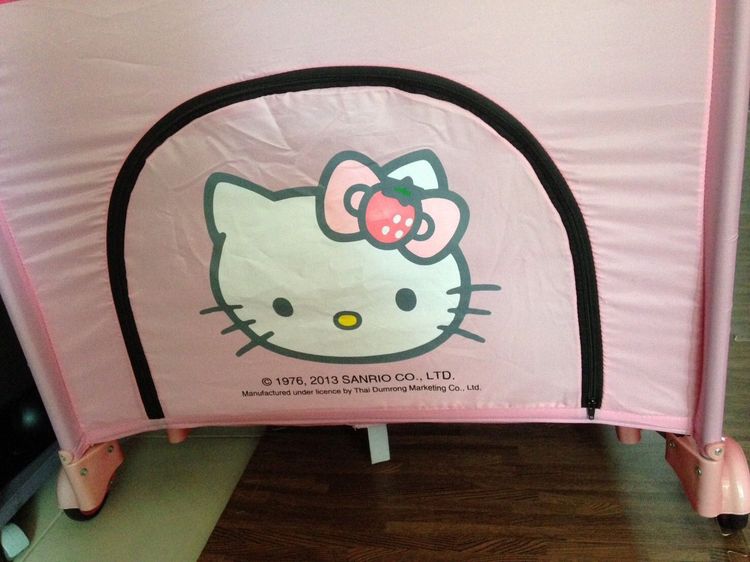 ขายเปลเด็กลายคิตตี้ลิขสิทธ์แท้ สีชมพูสดใส สบายตา เด็กหลับง่าย รูปที่ 4