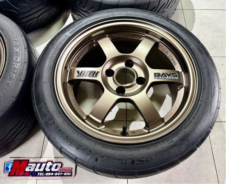 TE37 15 4x100 พร้อมยางลายไฟ 195 50 15 มือสองครบชุด รูปที่ 2