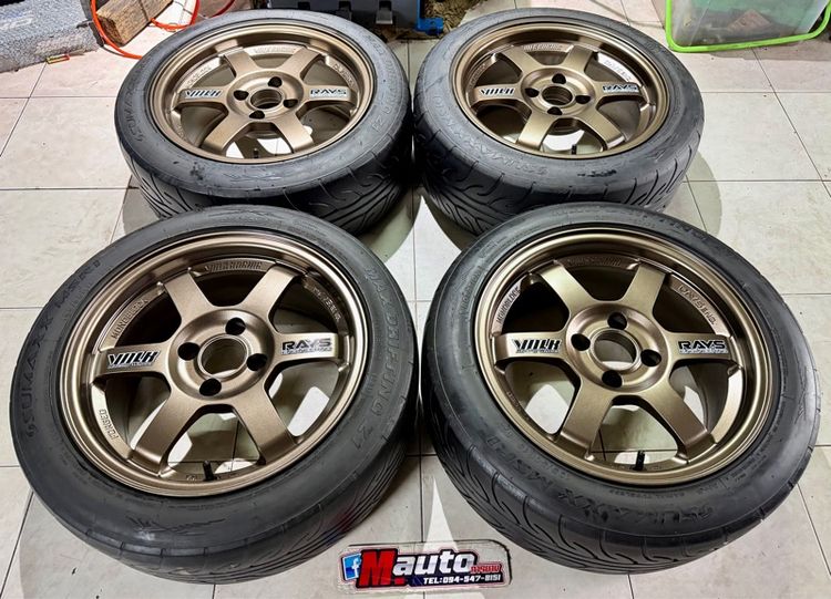 TE37 15 4x100 พร้อมยางลายไฟ 195 50 15 มือสองครบชุด รูปที่ 8