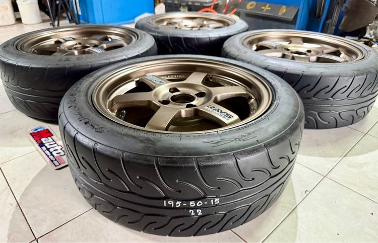 TE37 15 4x100 พร้อมยางลายไฟ 195 50 15 มือสองครบชุด รูปที่ 6