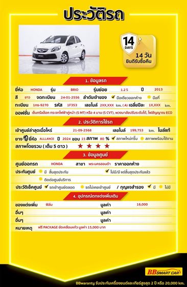 Honda Brio 2013 1.2 S Sedan เบนซิน ไม่ติดแก๊ส เกียร์อัตโนมัติ ขาว รูปที่ 2