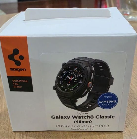 ยาง SPIGEN เคสกับสายสําหรับ Galaxy Watch 8 Classic 46mm (Rugged Armor Pro) สภาพสวยๆ ใช้น้อย ครบกล่อง