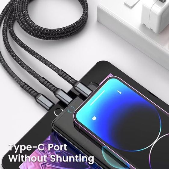 สายชาร์จ 3 in 1 ชาร์จเร็ว 6A ใช้ได้กับ USB  Type C  ไมโคร 100 W รูปที่ 9