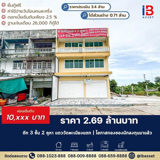 ทำเลค้าขายใจกลางชุมชน ตึก 3 ชั้น 2 คูหา แถววัดพะเนียงแตก