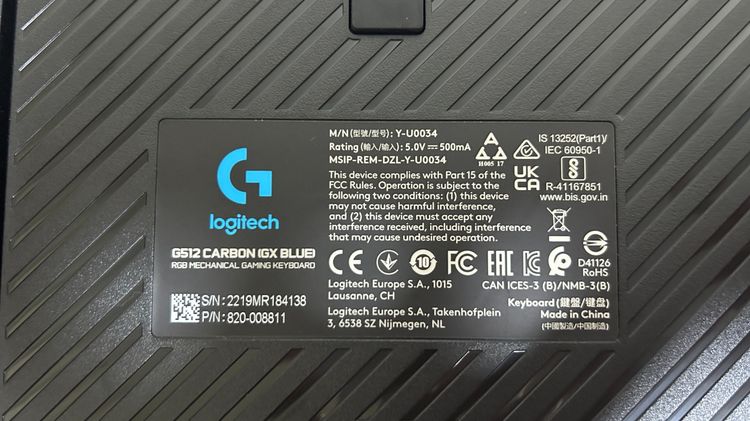 คีย์บอร์ด Logitech G512 Carbon Mechanical Gaming Keyboard ปุ่มไทยอังกฤษ ไฟ RGB GX Blue Clicky รูปที่ 5