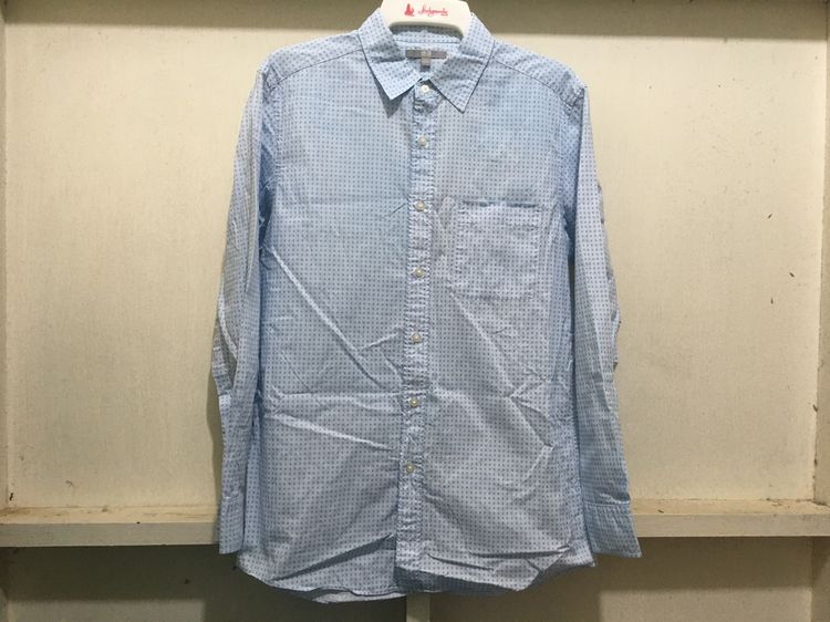 แขนยาว เสื้อเชิ้ต แบรนด์ UNIQLO สีฟ้าลาย