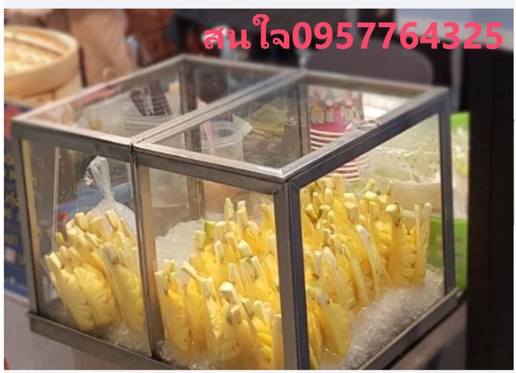 อุปกรณ์ร้านกาแฟ - ตู้กระจก ใส่น้ำส้ม ผลไม้ 2 ช่อง สแตนเลสเเท้ๆ