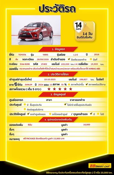 Toyota Yaris 2016 1.2 E Sedan เบนซิน ไม่ติดแก๊ส เกียร์อัตโนมัติ ส้ม รูปที่ 2