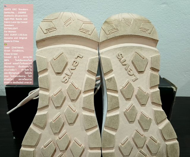 LEVI'S ERC Sneakers, Women's UK4 EU37(23.5cm) Original ของแท้ มือ 2 สภาพใกล้เคียงของใหม่, รองเท้า LEVI'S หนังผสมผ้า พื้นเต็ม ไม่มีตำหนิใดๆ รูปที่ 11