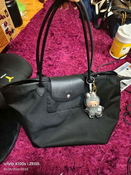 ไม่ระบุ ดำ ผ้า Longchamp ขายกระเป๋ารองชอมของแท้ไซซ์ L หูยาวไม่มีอุปกรณ์