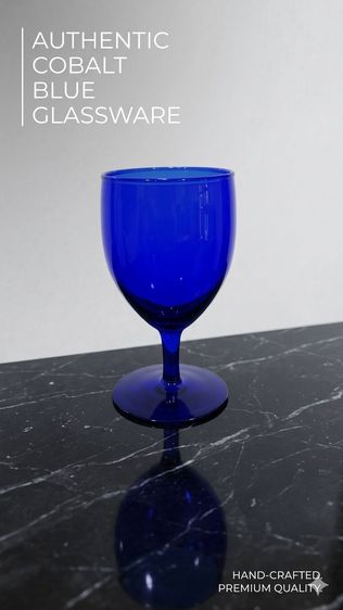 แก้วน้ำมีก้าน Goblet สี Cobalt Blue HandCraft แก้วสั่งทำที่ประเทศไทย มีที่นี่ที่เดียว แบบเดียว หมดแล้วหมดเลย จำนวนจำกัด