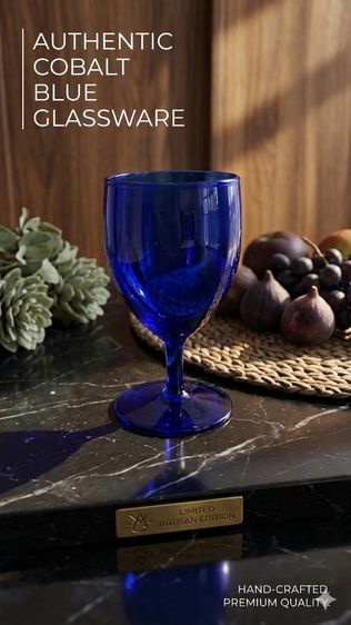 แก้วน้ำมีก้าน Goblet สี Cobalt Blue HandCraft แก้วสั่งทำที่ประเทศไทย มีที่นี่ที่เดียว แบบเดียว หมดแล้วหมดเลย จำนวนจำกัด รูปที่ 3