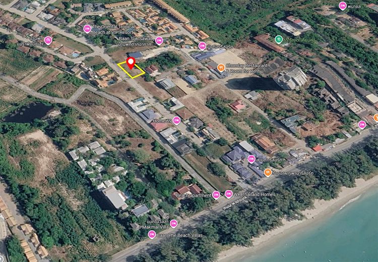 ขายด่วน ที่ดินใกล้หาดแม่รำพึง 215 ตร.ว. เดินไปทะเลได้ ทำเลสวย หน้ากว้าง เหมาะทำพูลวิลล่า,รีสอร์ท (บ้านเพ-ระยอง) รูปที่ 2