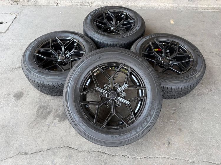 18" ล้อแม็กมือ1 ขอบ18 EXE1 6รู139 กว้าง9 ออฟ15 สีดำเงา ล้อเบา FLOW FORMING งานSEVENFIFTH งานสวยมากๆ  พร้อมยางมือ2 DUNLOP265-60-28 ปี21 ปีแท้