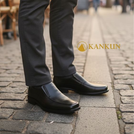 KANKUN Loafers รองเท้าคัทชูหนังแท้ เกรดพรีเมี่ยม dual super soft พื้นนุ่มพิเศษ สีดำ รูปที่ 2