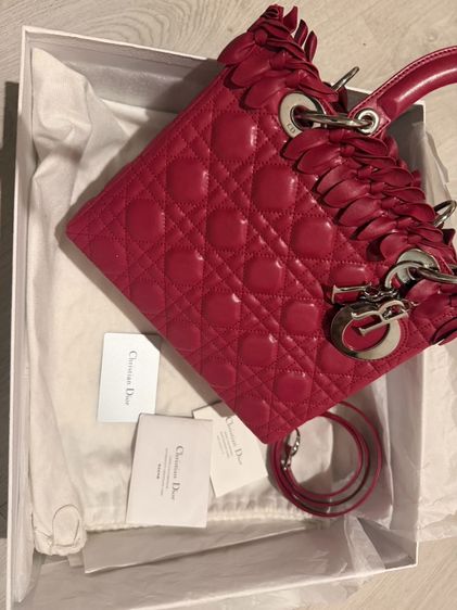 small lady dior bag with strap garance red cannage รูปที่ 10