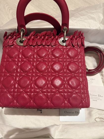 small lady dior bag with strap garance red cannage รูปที่ 3