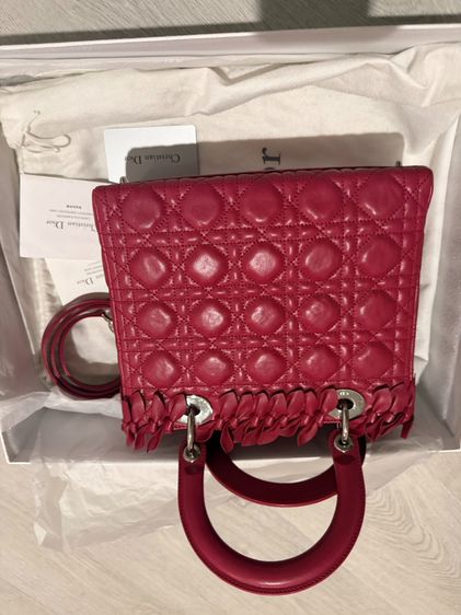 small lady dior bag with strap garance red cannage รูปที่ 4