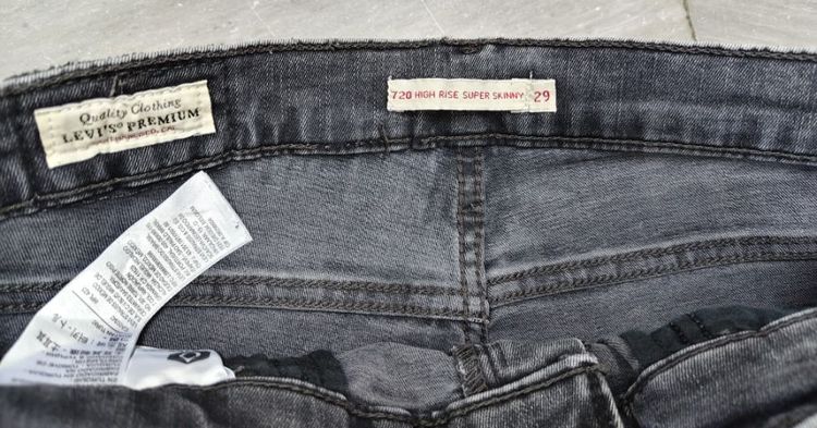 ลีวาย บิ๊กE กางเกงยีนส์ ลีวาย สีดำฟอก ขาเดฟ super skinny เอว 29 รูปที่ 2
