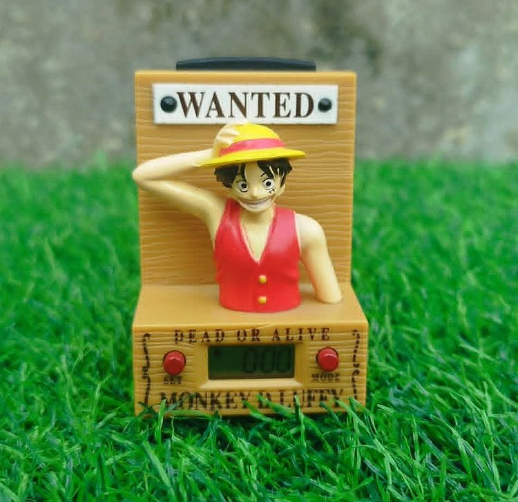 พลาสติก น้ำตาล นาฬิกาปลุกดิจิทัลดีไซน์ป้ายประกาศจับ Monkey D. Luffy จากเรื่อง One Piece มือสองสภาพสวย