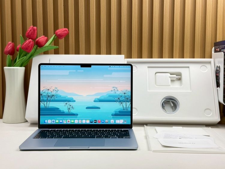 แมค โอเอส 16 กิกะไบต์ อื่นๆ ใช่ MacBook Air 13.6-inch M4 2025 Ram16GB SSD256GB SkyBlue apple care 29 April 2027 