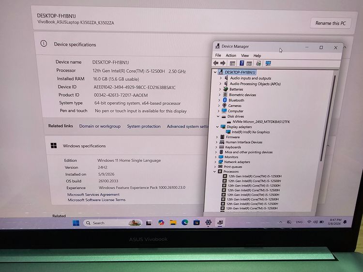 VivoBook S OLED i5-12500H+ intel iris Xe+Ram16g+ssd512 เครื่องสวย พร้อมใช้งาน รูปที่ 7