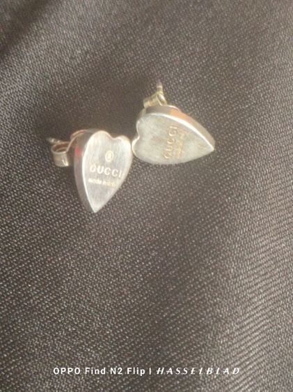 Gucci Heart Earrings Sterling Silver 925 สไตล์วินเทจ มีตอกโค๊ต Ag925 , สัญลักษณ์รูปดาวพร้อมตัวเลข , หัวสุนัขหมายเลข1 , ตราชั่งคู่925 