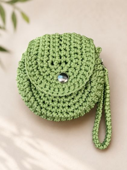 กระเป๋าใส่เหรียญถัดจากโครเชต์เชือกร่ม