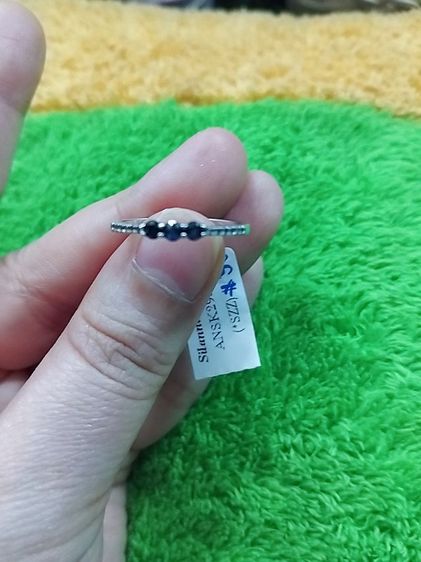 แหวนไพลินแท้ ตัวเรือนเงินแท้ 92.5 ชุบทองคำขาว size 54 ส่งฟรี