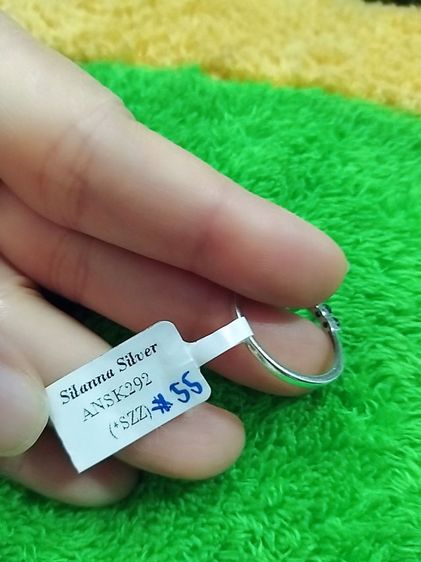 แหวนไพลินแท้ ตัวเรือนเงินแท้ 92.5 ชุบทองคำขาว size 54 ส่งฟรี รูปที่ 2
