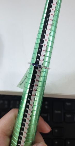 แหวนไพลินแท้ ตัวเรือนเงินแท้ 92.5 ชุบทองคำขาว size 54 ส่งฟรี รูปที่ 7