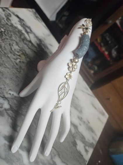 สร้อยข้อมือเงินแท้925.หยกน้ำแข็งแท้พร้อมใบเซอร์ รูปที่ 3