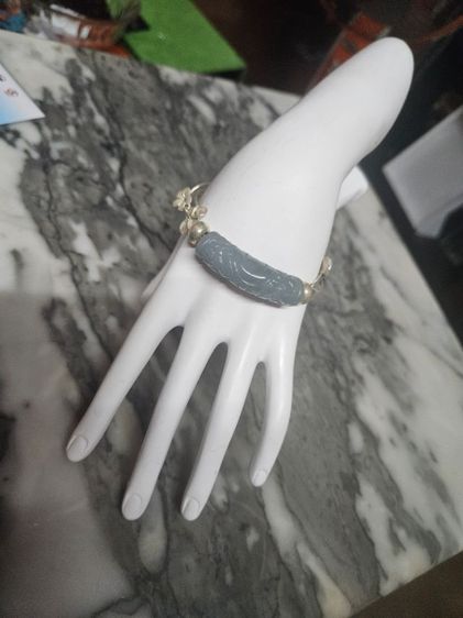สร้อยข้อมือเงินแท้925.หยกน้ำแข็งแท้พร้อมใบเซอร์ รูปที่ 6