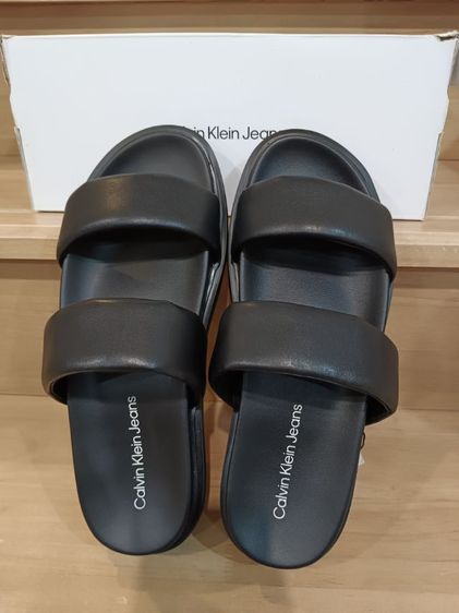 ดำ รองเท้าแตะหนังแท้ผู้ชาย CK calvin klein ของแท้มือหนึ่ง