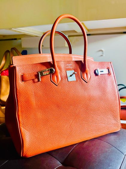 Used BK35 Orange PHW Stamp M กระเป๋ากว้าง 35 ซม รูปที่ 9