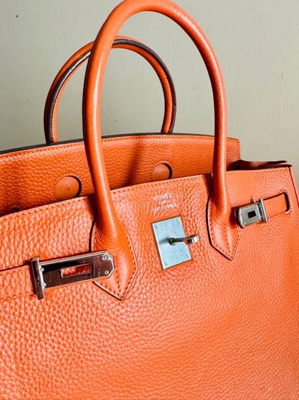 Used BK35 Orange PHW Stamp M กระเป๋ากว้าง 35 ซม รูปที่ 4