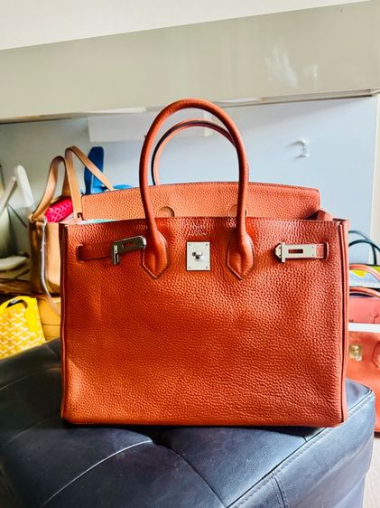 Used BK35 Orange PHW Stamp M กระเป๋ากว้าง 35 ซม รูปที่ 12