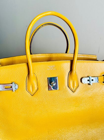 BK35 Yellow Soleil PHW Stamp M Bag หนังแข็ง อะไหล่สวย รูปที่ 9