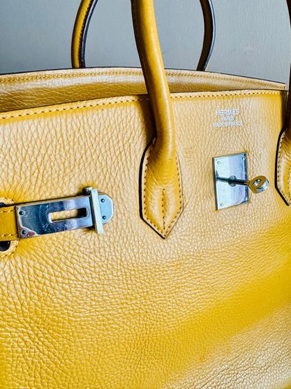 BK35 Yellow Soleil PHW Stamp M Bag หนังแข็ง อะไหล่สวย รูปที่ 3