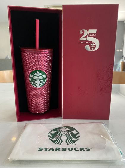 (มือ1) ของแท้ Starbucks Stainless Steel 25TH Pink Bling Cold Cup 16oz.