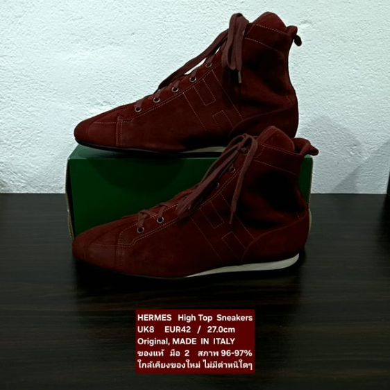 HERMES "H Logo" High Top Sneakers, Men's 8UK 42EU(27.0cm) Original MADE in ITALY ของแท้ มือ 2 สภาพใกล้เคียงของใหม่, รองเท้า HERMES สวยมาก รูปที่ 15