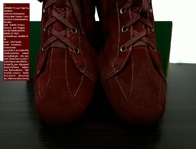 HERMES "H Logo" High Top Sneakers, Men's 8UK 42EU(27.0cm) Original MADE in ITALY ของแท้ มือ 2 สภาพใกล้เคียงของใหม่, รองเท้า HERMES สวยมาก รูปที่ 7