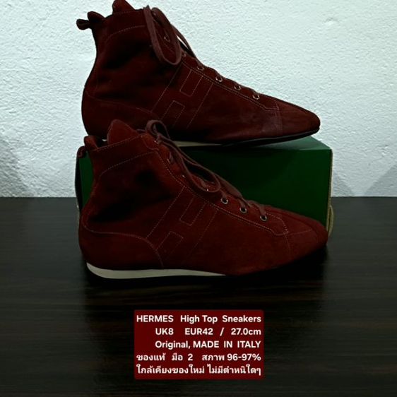 HERMES "H Logo" High Top Sneakers, Men's 8UK 42EU(27.0cm) Original MADE in ITALY ของแท้ มือ 2 สภาพใกล้เคียงของใหม่, รองเท้า HERMES สวยมาก รูปที่ 14