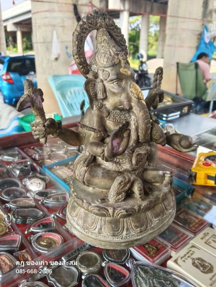 องค์พระพิฆเนศปางประทานพรเนื้อทองเหลืองเก่า(พระบ้าน) รูปที่ 3