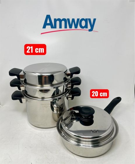 ชุดหม้อนึ่งหม้อด้าม  Amway Queen​ Made in USA 🇺🇸 ขนาด 21  cm. ขนาด 20 cm