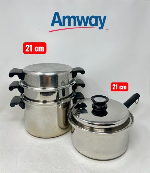 หม้อนึ่งหม้อด้าม  Amway Queen​ Made in USA 🇺🇸 ขนาด 21  cm. 2 ใบ