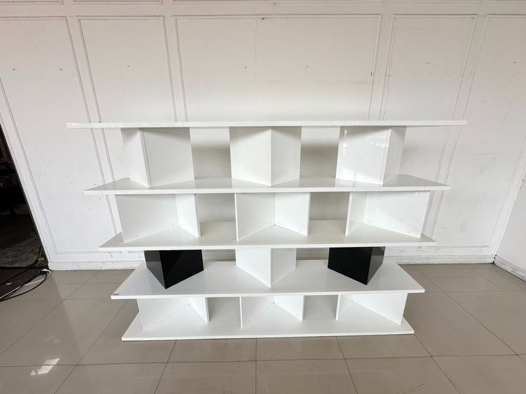 ชั้นโชว์ ชั้นวางของ โครงไม้ MDF ไฮกรอสสีขาวดำ  รูปที่ 7