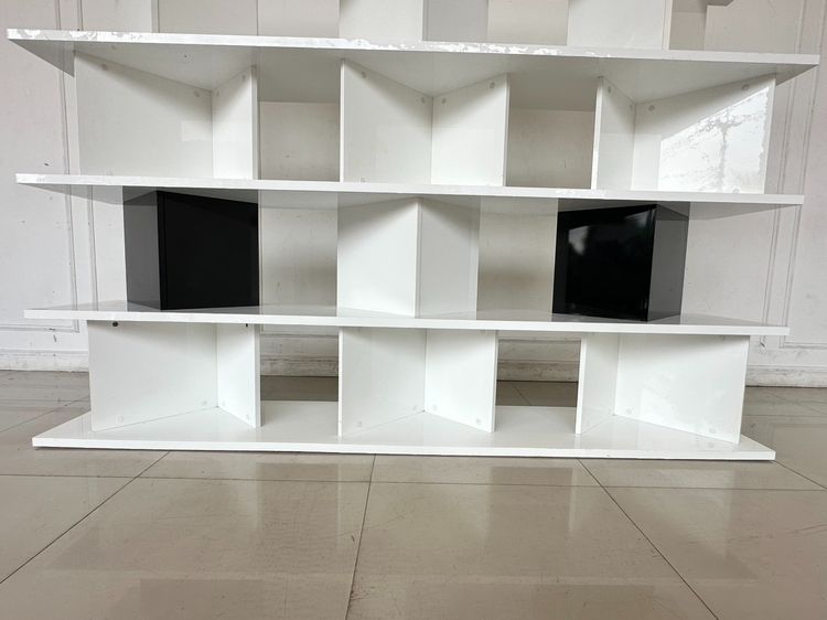 ชั้นโชว์ ชั้นวางของ โครงไม้ MDF ไฮกรอสสีขาวดำ  รูปที่ 11