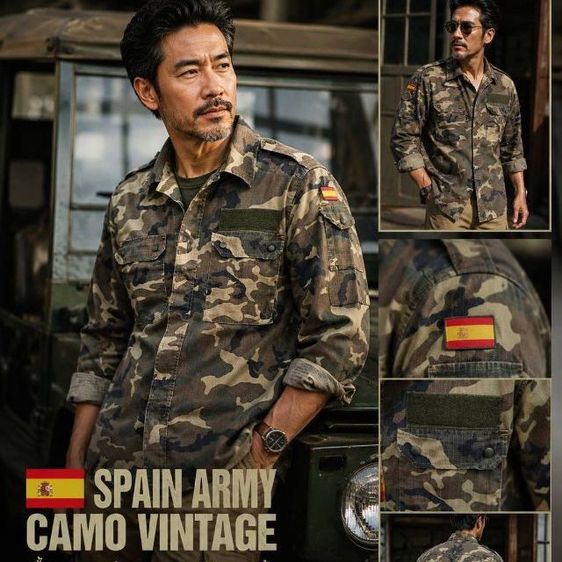 เสื้อทหารสเปนลายพราง งานวินเทจแท้ ทรงสวย  รูปที่ 7
