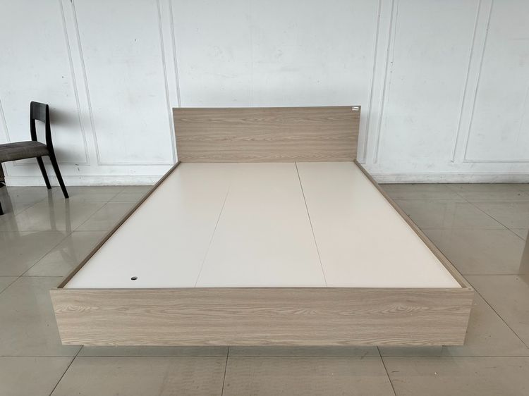 เตียงนอน 6 ฟุต หัวเตียงและโครงไม้ MDF สีบีชลายไม้
